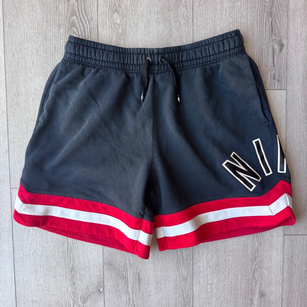 Nike Air Fleece Shorts Mens Large Black Red AR1829-010 Sportswear Basketball